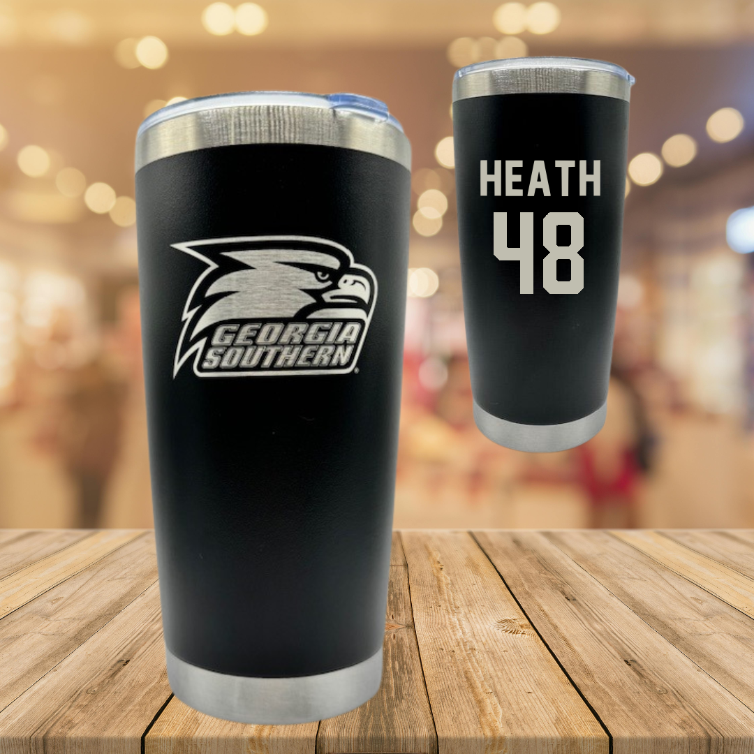 Georgia Southern University Football Black Stainless Steel Tumbler - #48 Aubrey Heath