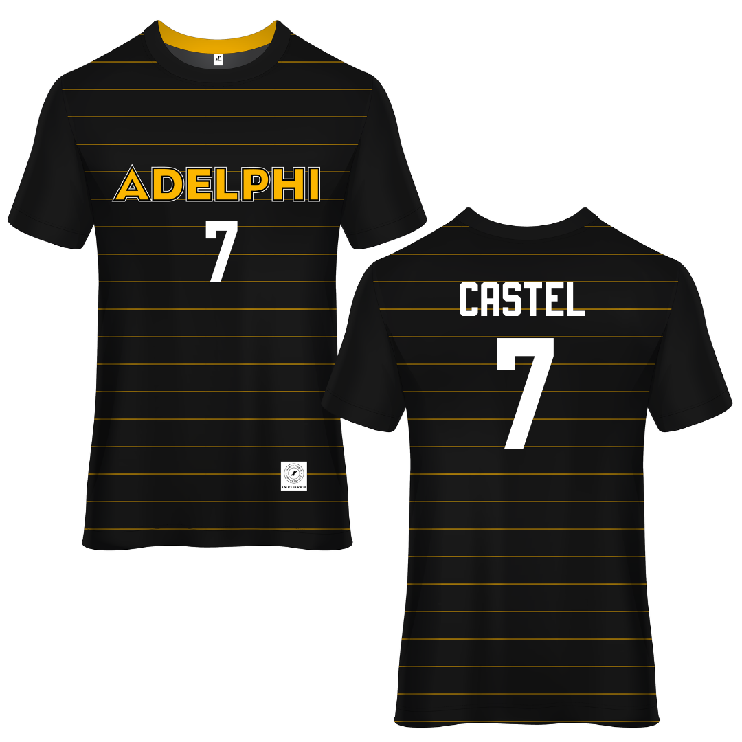 Adelphi University Black Soccer Jersey - #7 Victor Castel