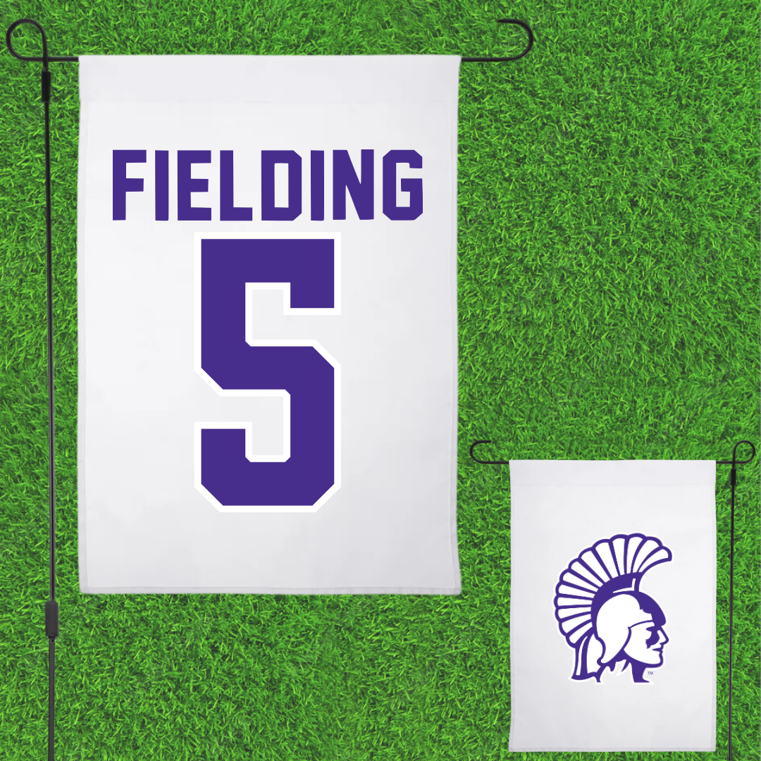 Winona State University Basketball White Garden Flag - #5 Devon Fielding