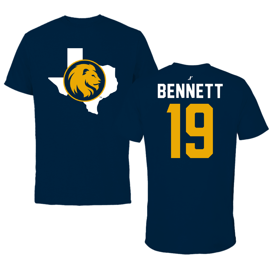 East Texas A&M University Football Navy State Tee - #19 Lake Bennett
