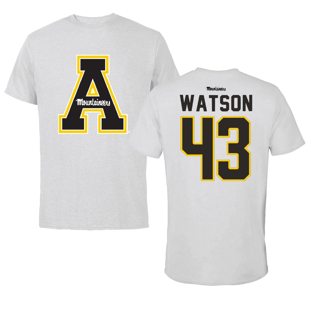 Appalachian State University Baseball Light Gray Performance Tee - #43 Reyn Watson