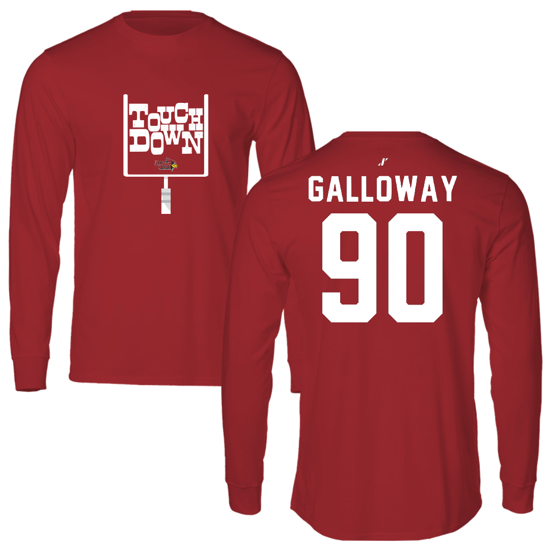 Illinois State University Football Canvas Red Touchdown Long Sleeve - #90 Greg Galloway