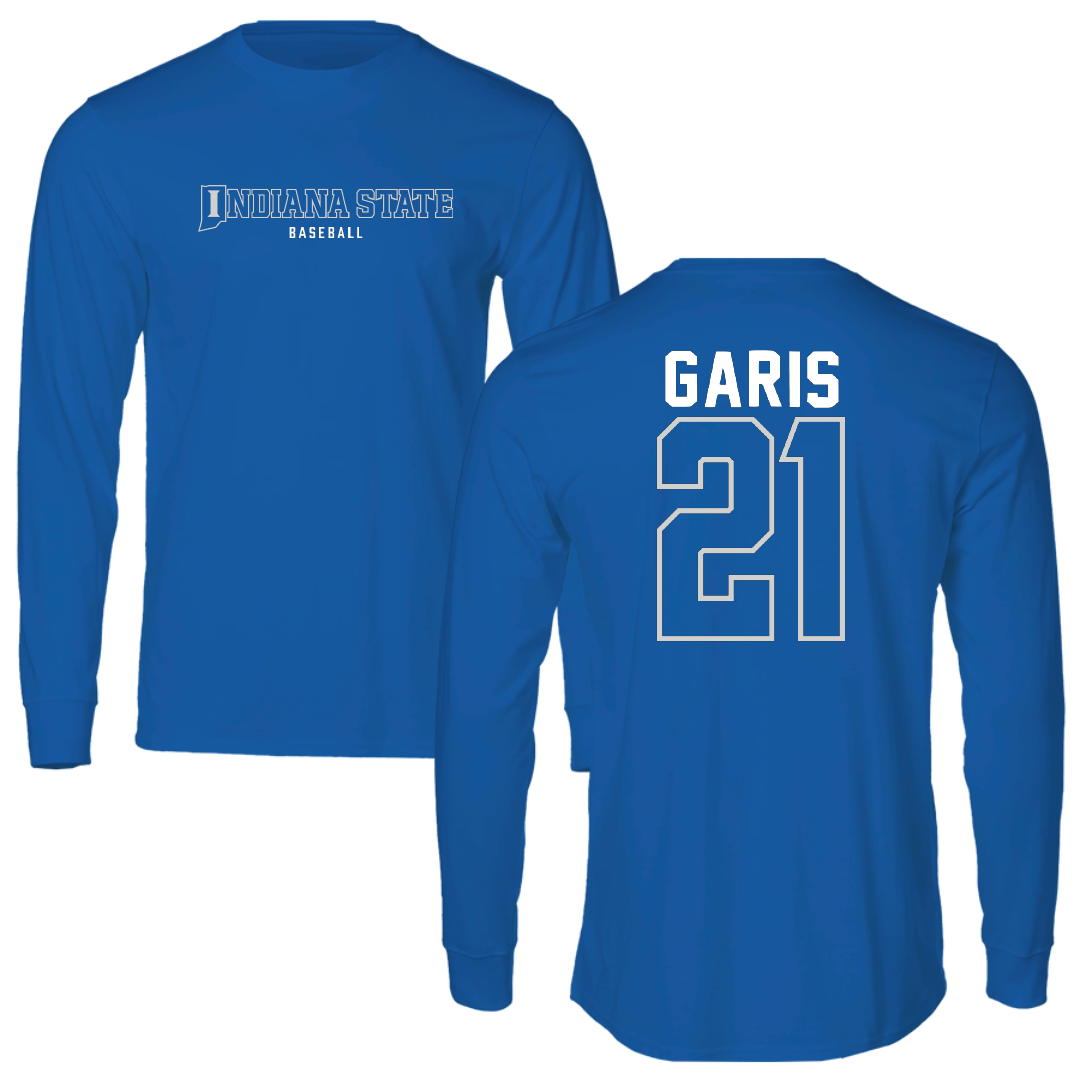 Indiana State University Baseball Blue Block Long Sleeve - #21 Keegan Garis