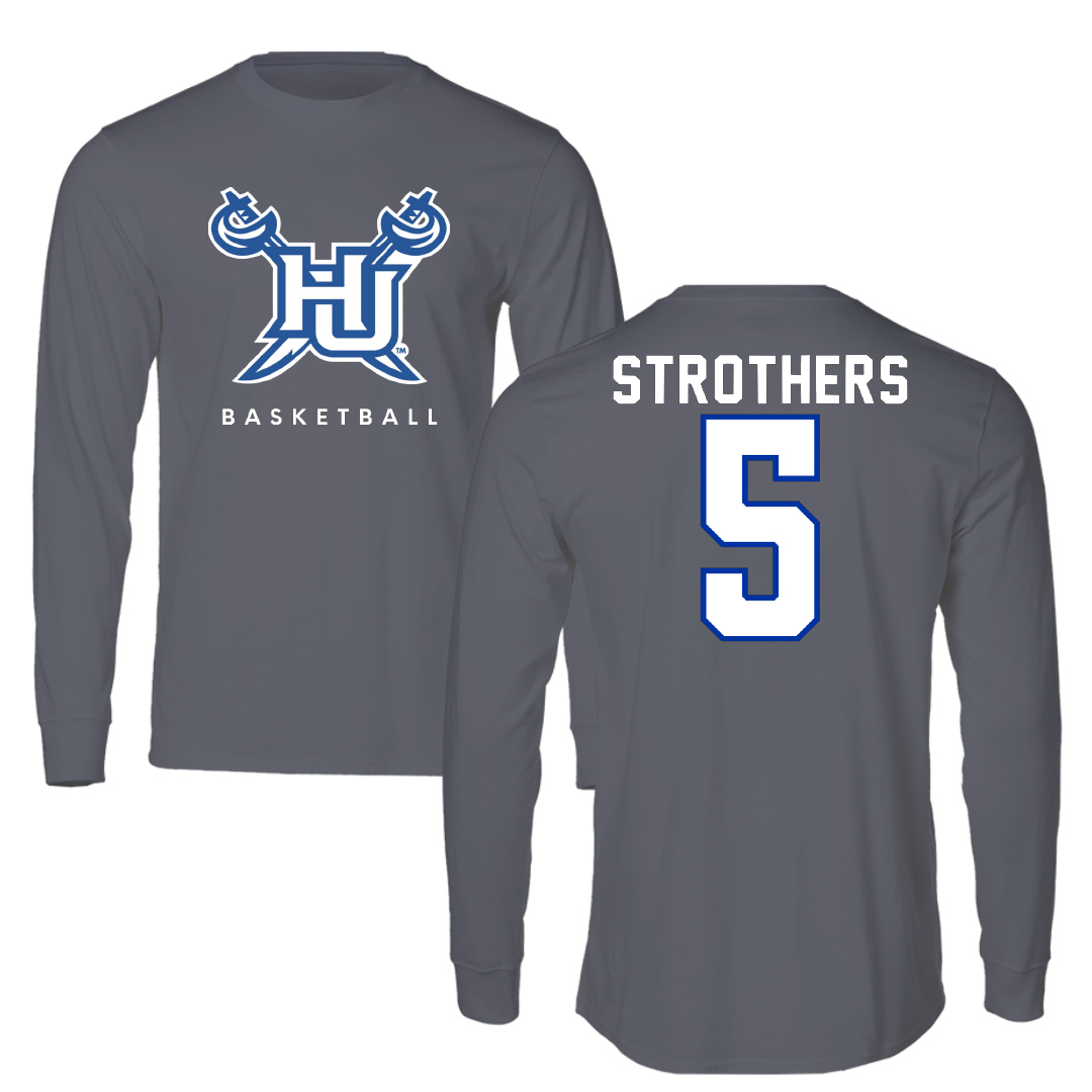 Hampton University Basketball Gray Performance Long Sleeve - #5 Etienne Strothers