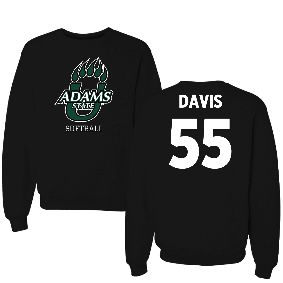 Adams State University Softball Black State Crewneck - #55 Aubree Davis