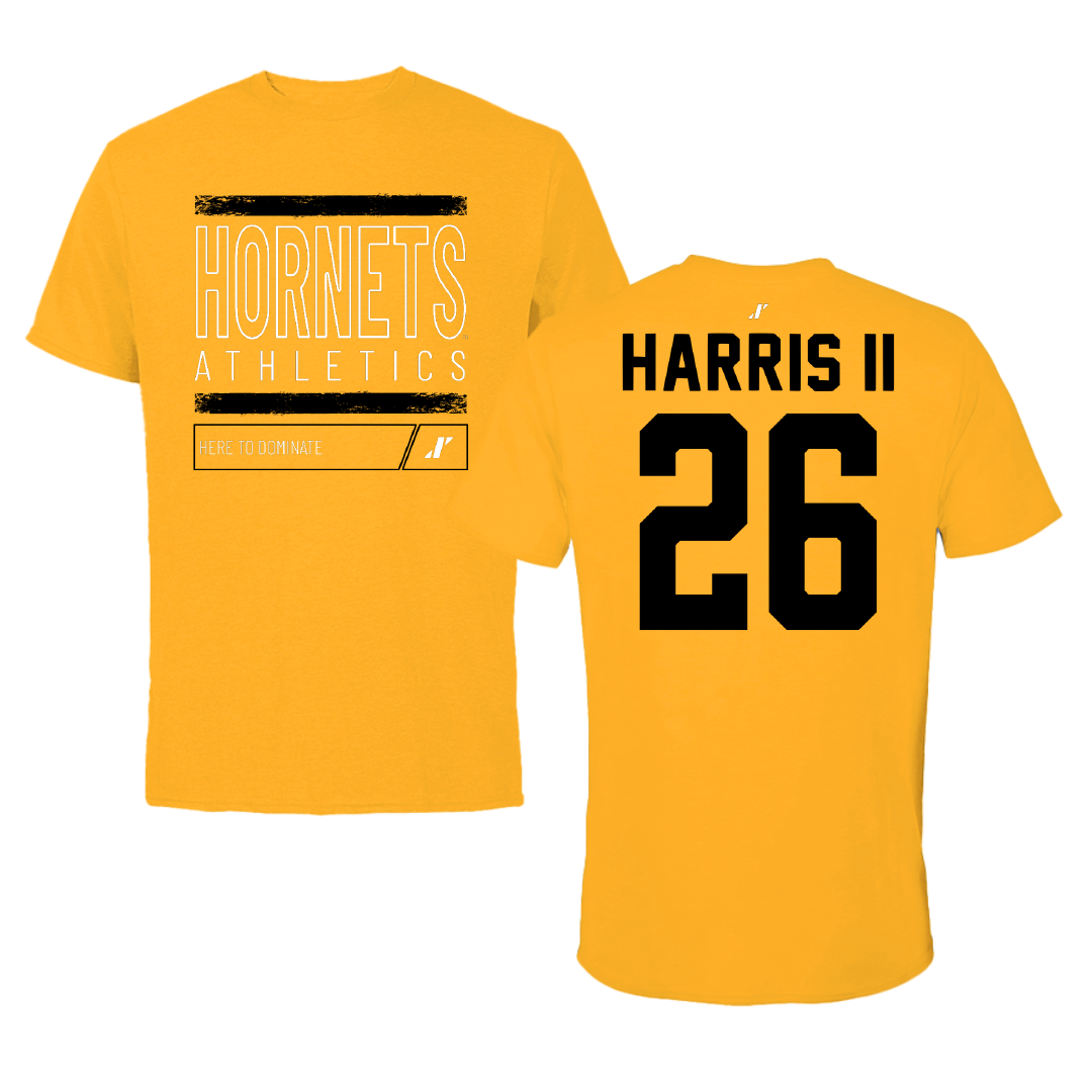 Alabama State University Football Gold Dominate Performance Tee - #26 Marcus Harris II