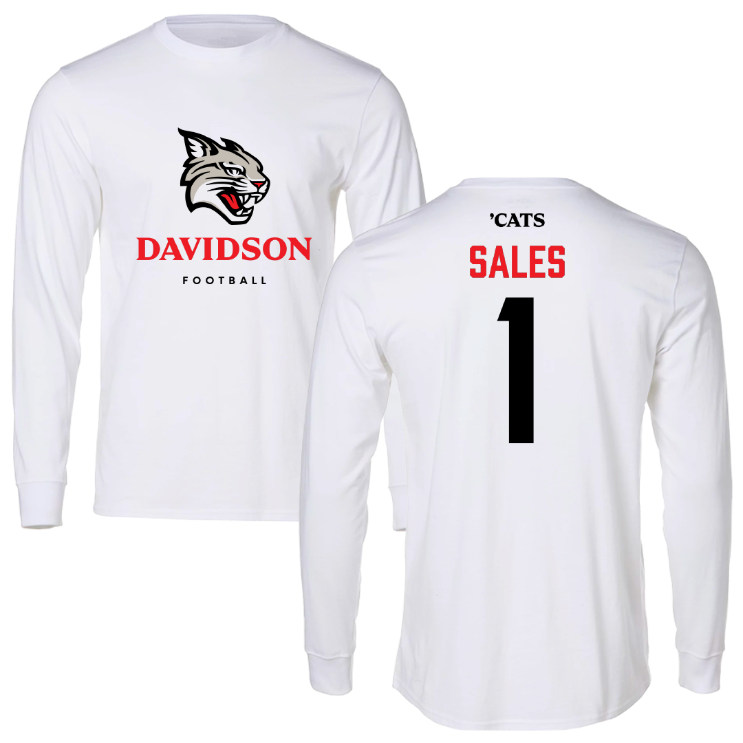 Davidson College Football White Long Sleeve - #1 Jaleel Sales