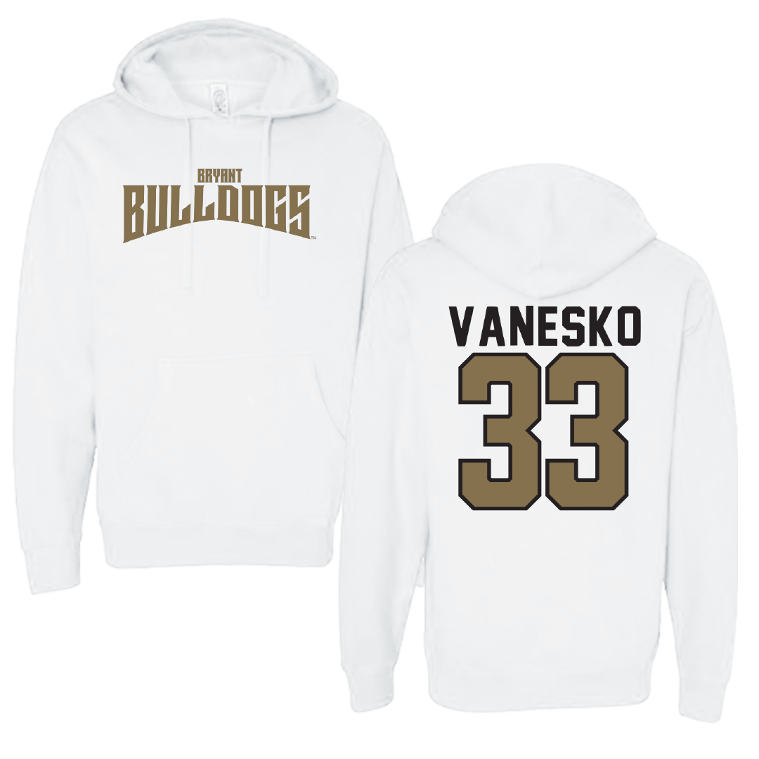 Bryant University Baseball White Classic Hoodie - #33 Jackson Vanesko