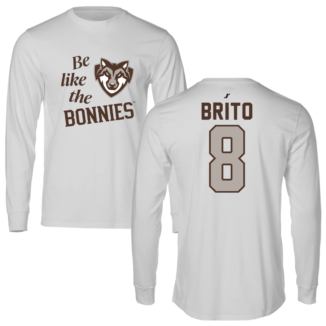 St. Bonaventure University Soccer Light Gray Be Like Us Performance Long Sleeve - #8 Kenzo Brito