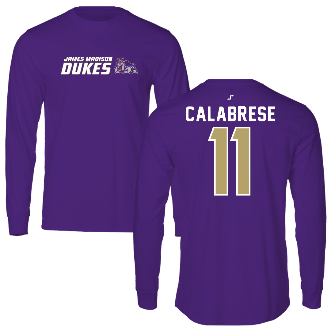 James Madison University Baseball Purple General Performance Long Sleeve - #11 Coleman Calabrese