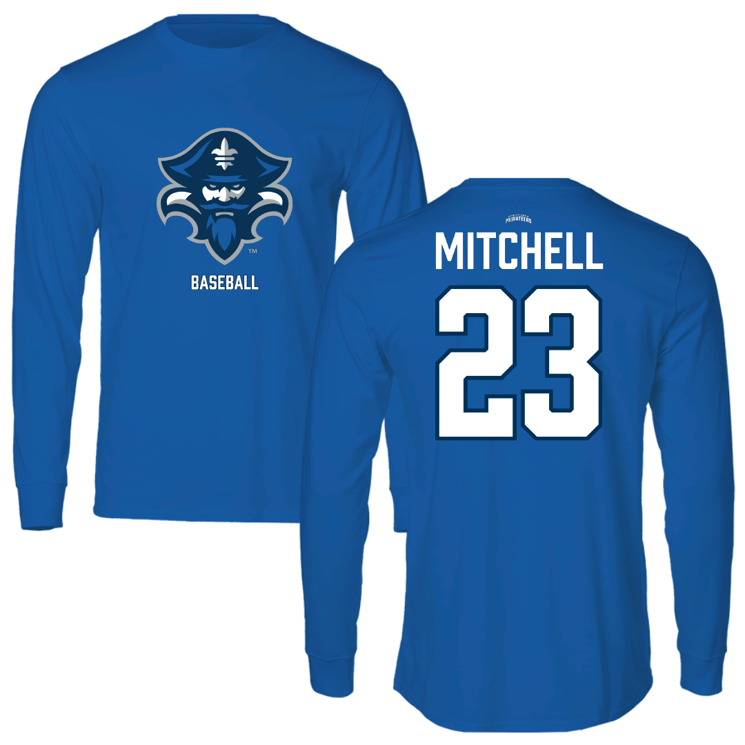 University of New Orleans Baseball Blue Performance Long Sleeve - #23 Cade Mitchell