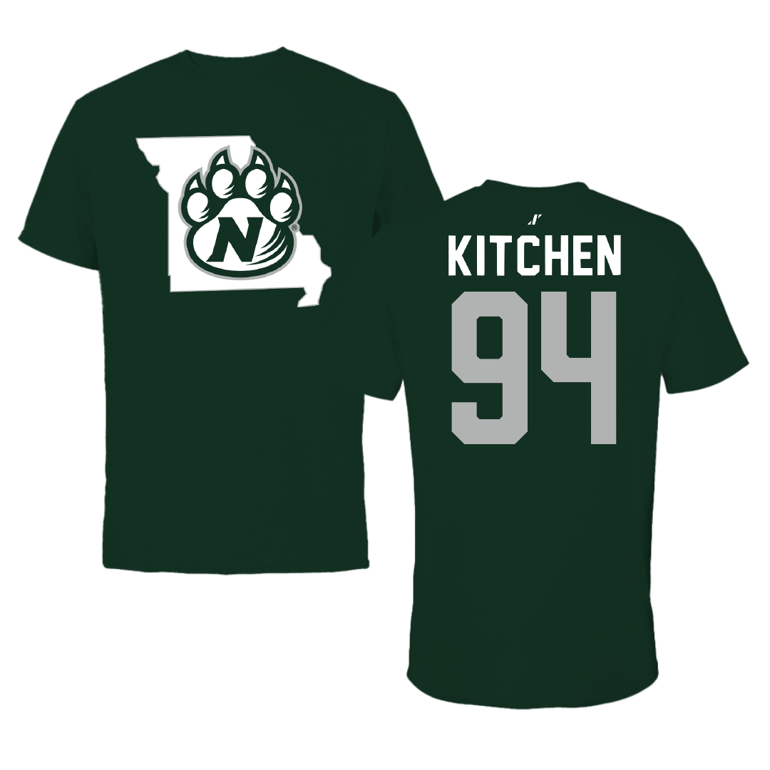 Northwest Missouri State University Football Forest Green State Tee - #94 Langden Kitchen