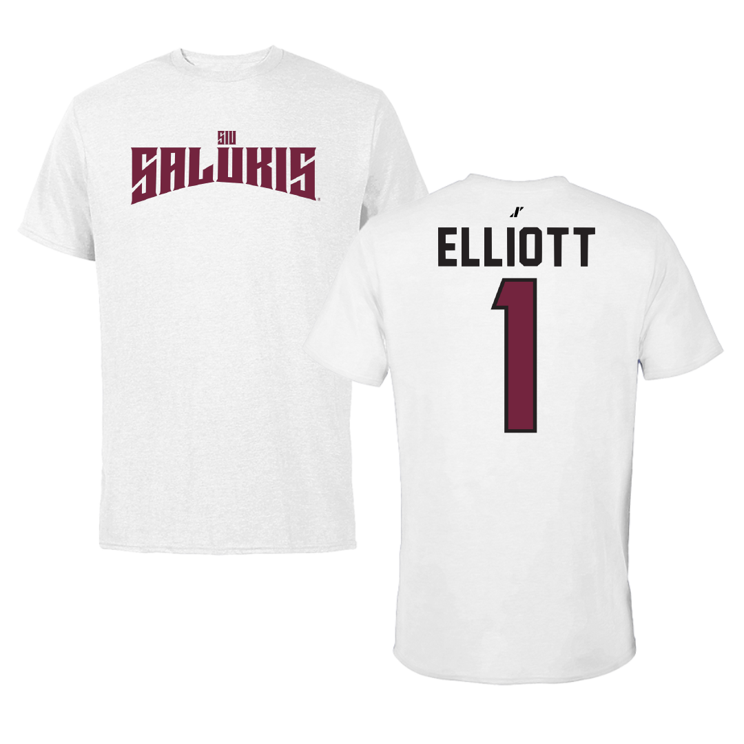Southern Illinois University at Carbondale Football White Classic Performance Tee - #1 Romeir Elliott