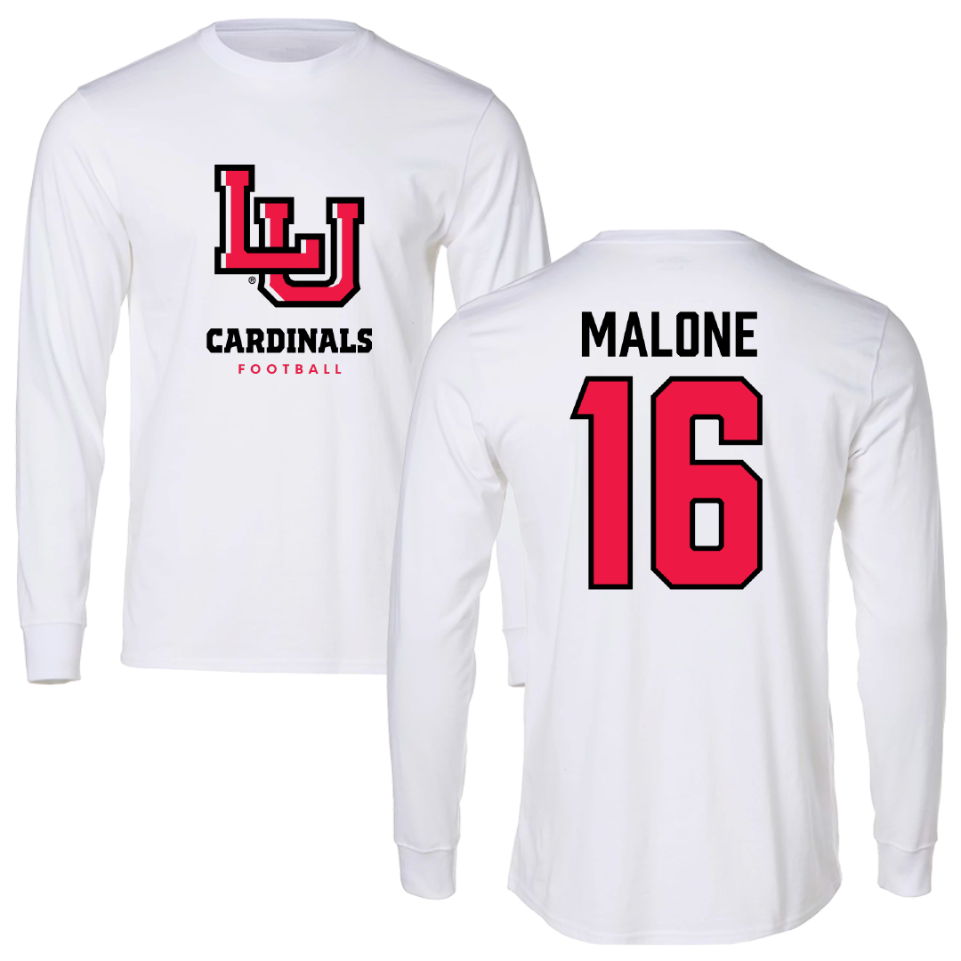 Lamar University Football White Performance Long Sleeve - #16 Kendric Malone