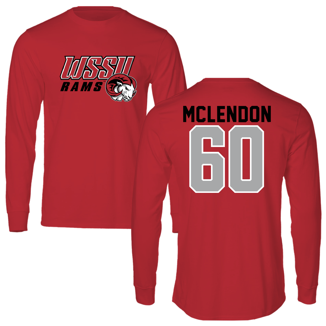 Winston-Salem State University Football Red Block Performance Long Sleeve - #60 Dakota McLendon