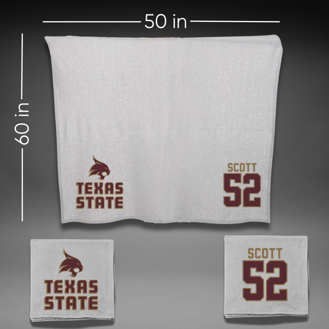 Texas State University Football Gray Blanket - #52 Trenton Scott