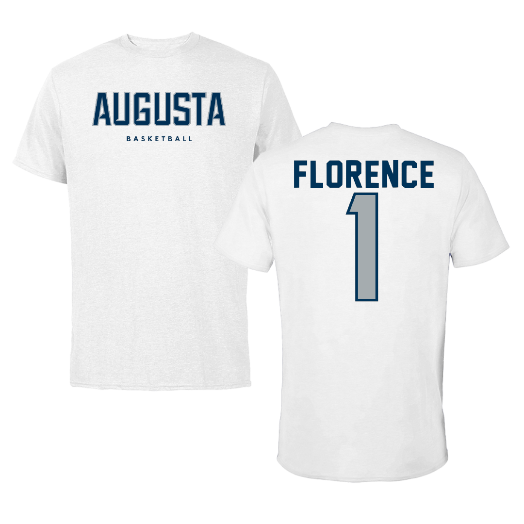 Augusta University Basketball White Tee - #1 Mone Florence