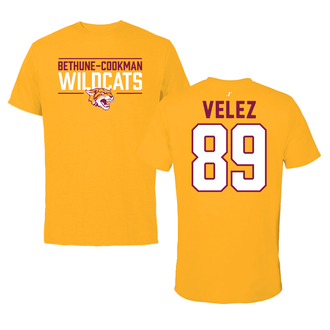 Bethune-Cookman University Football Gold General Tee - #89 Marcus Velez