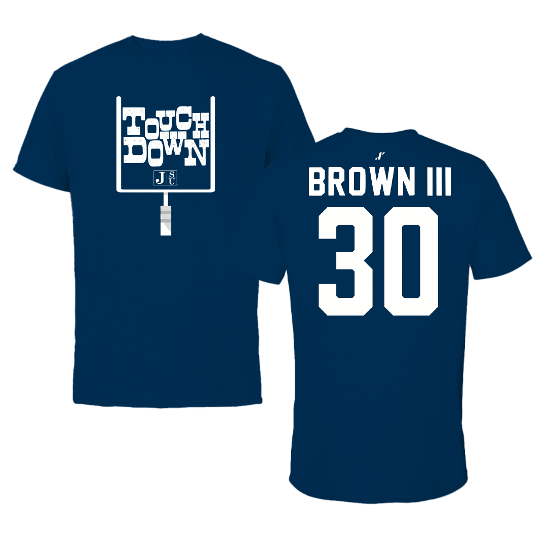 Jackson State University Football Navy Touchdown Performance Tee - #30 John Brown III