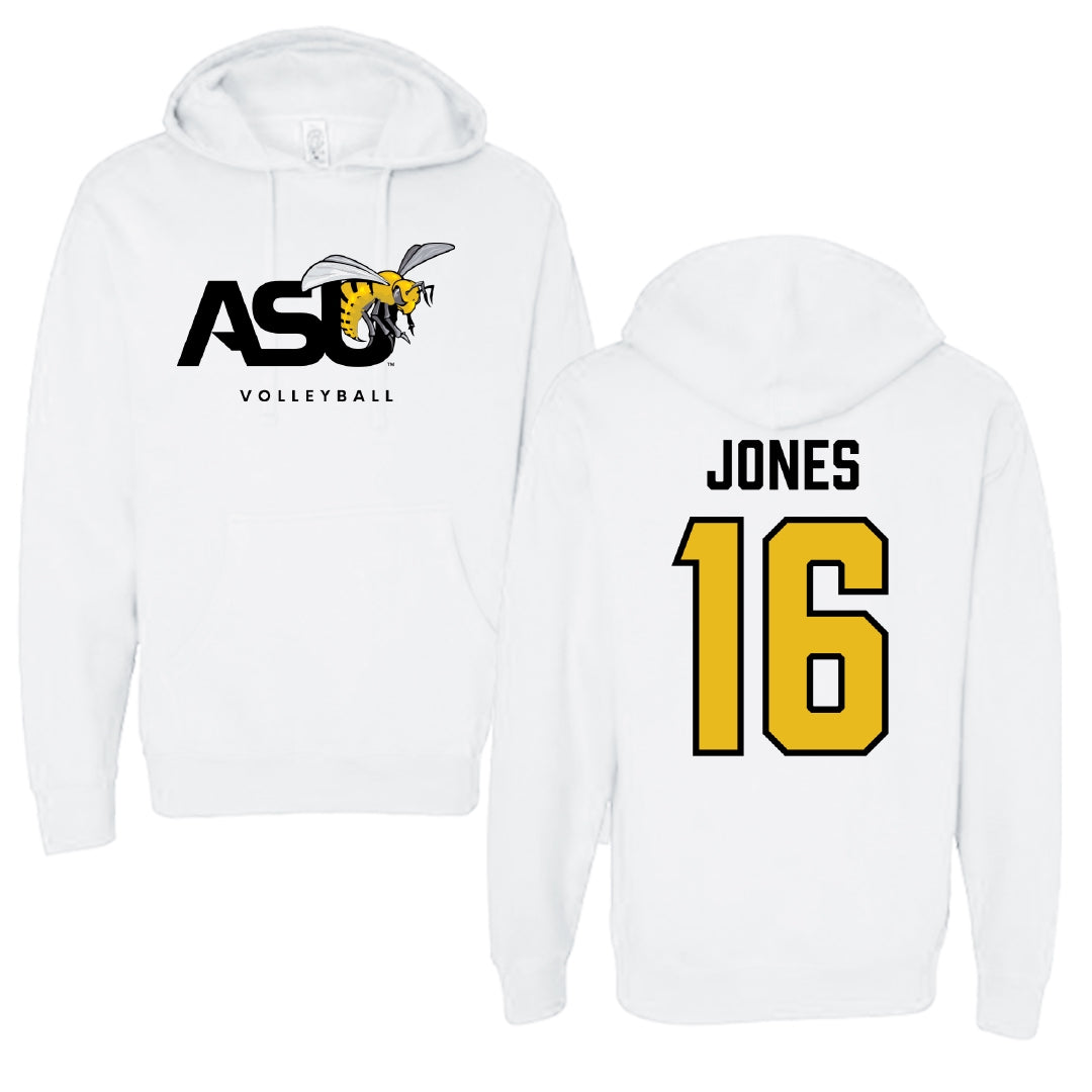 Alabama State University Volleyball White ASU Hoodie - #16 Essence Jones