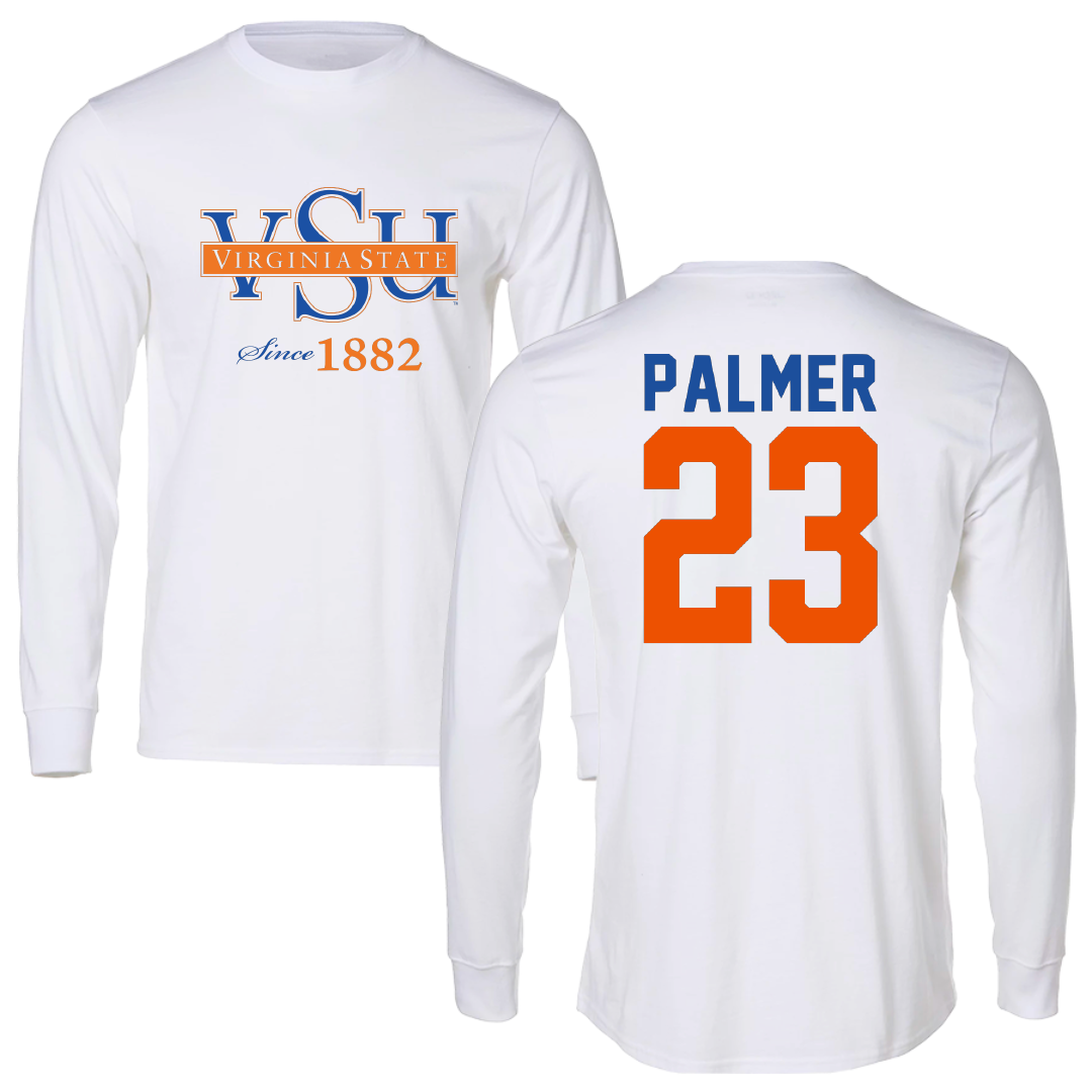 Virginia State University Basketball White Long Sleeve - #23 Andre Palmer