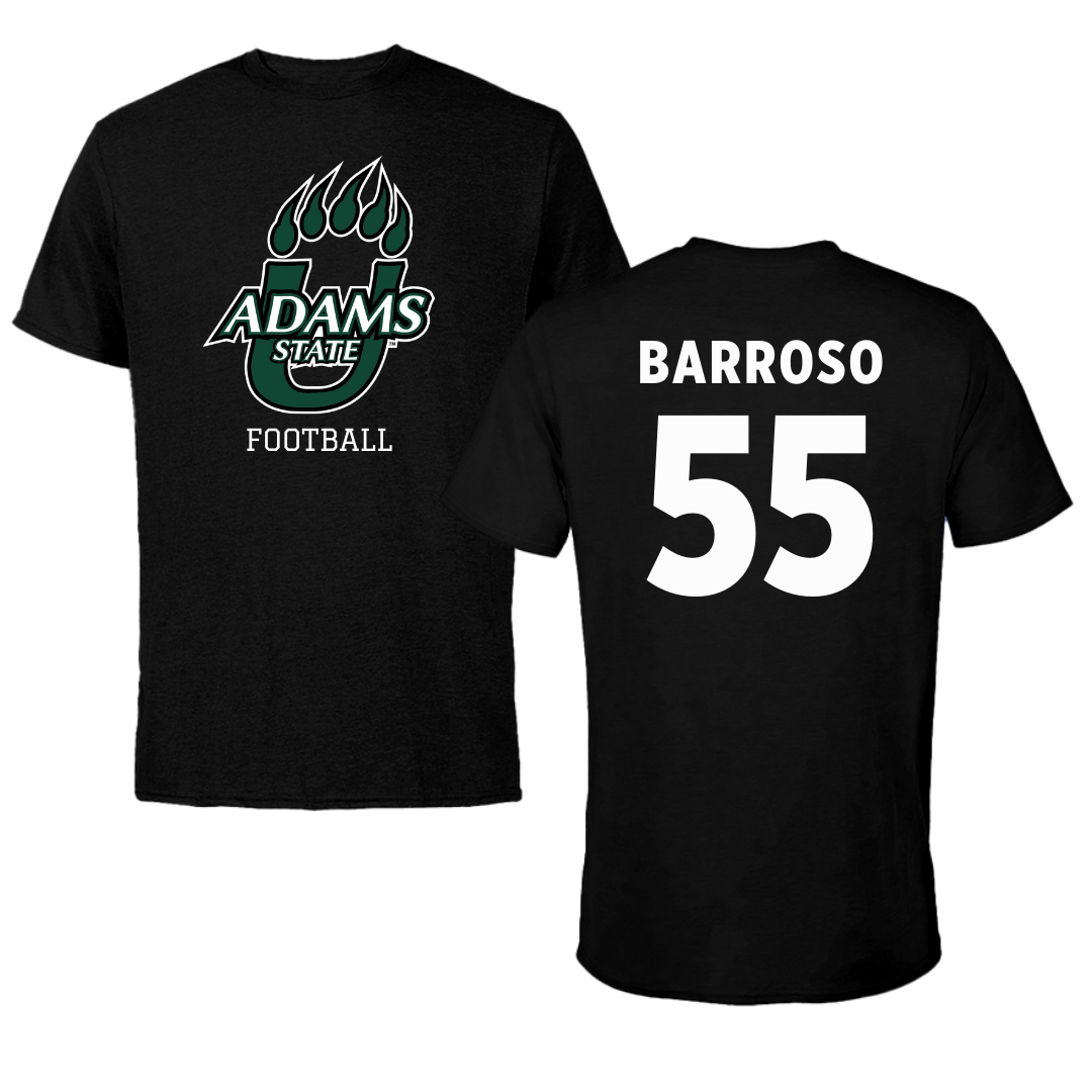 Adams State University Football Black State Tee - #55 Diego Barroso