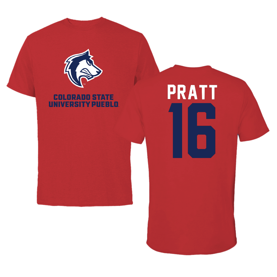 Colorado State University-Pueblo Baseball Red Performance Tee - #16 Zach Pratt