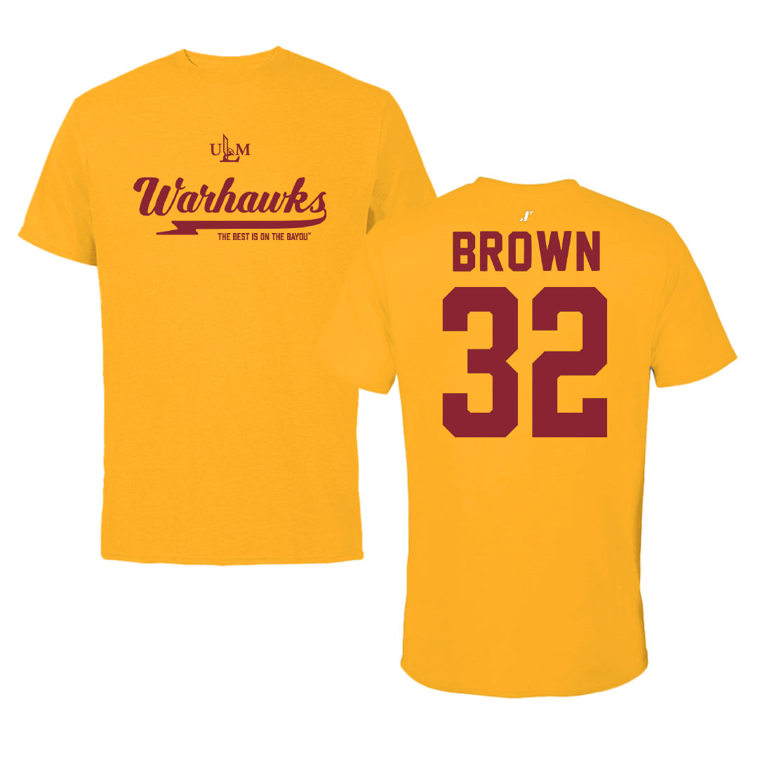 University of Louisiana Monroe Softball Gold General Performance Tee - #32 Meagan Brown