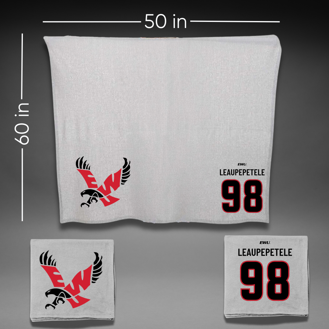 Eastern Washington University Football Gray Blanket - #98 Jirah Leaupepetele