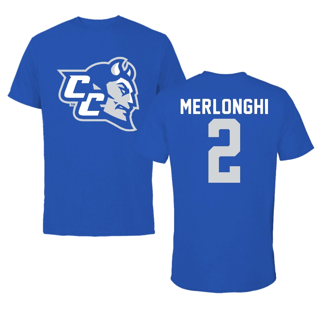 Central Connecticut State University Baseball Blue Tee - #2 Gianno Merlonghi