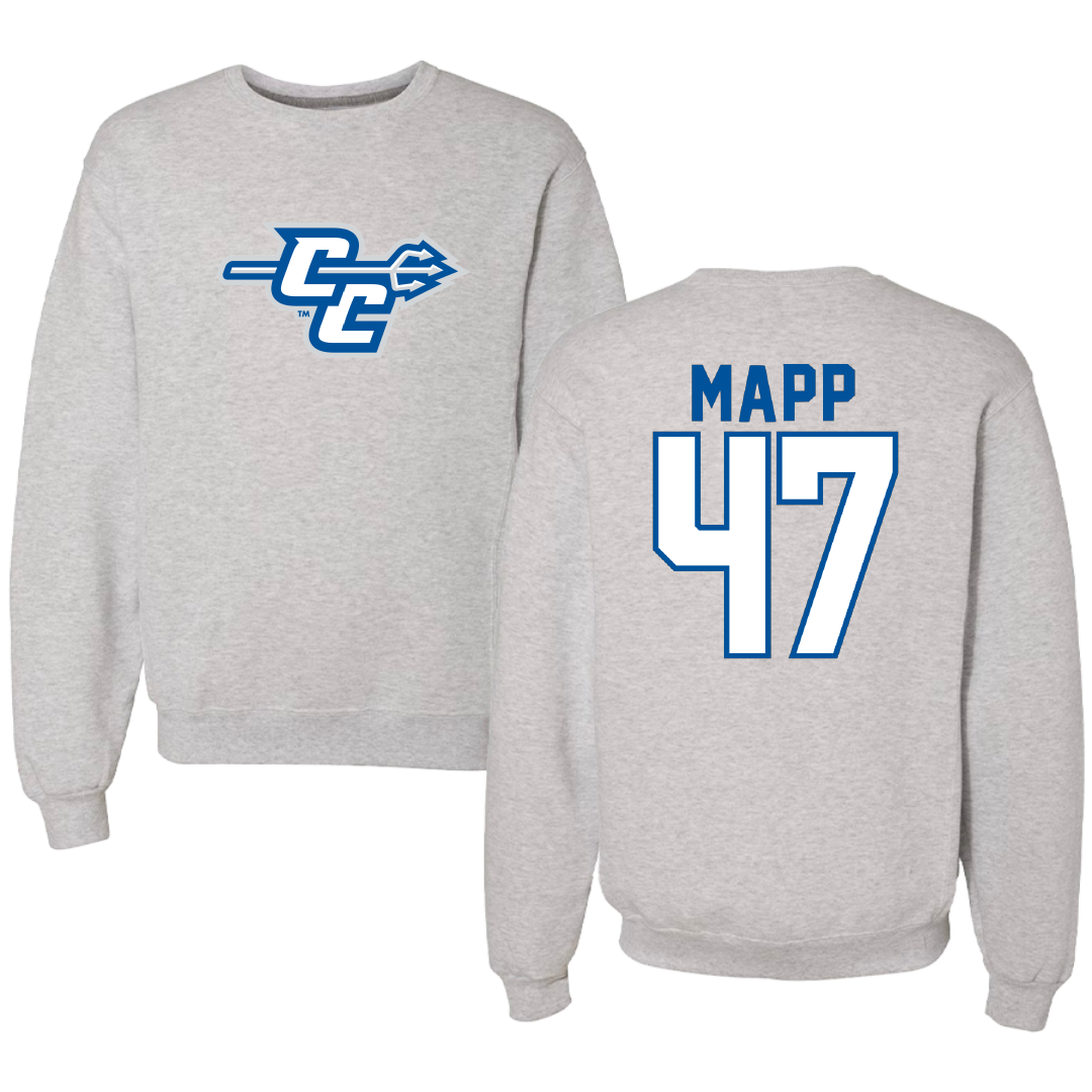 Central Connecticut State University Football Light Gray Crewneck - #47 Malachi Mapp