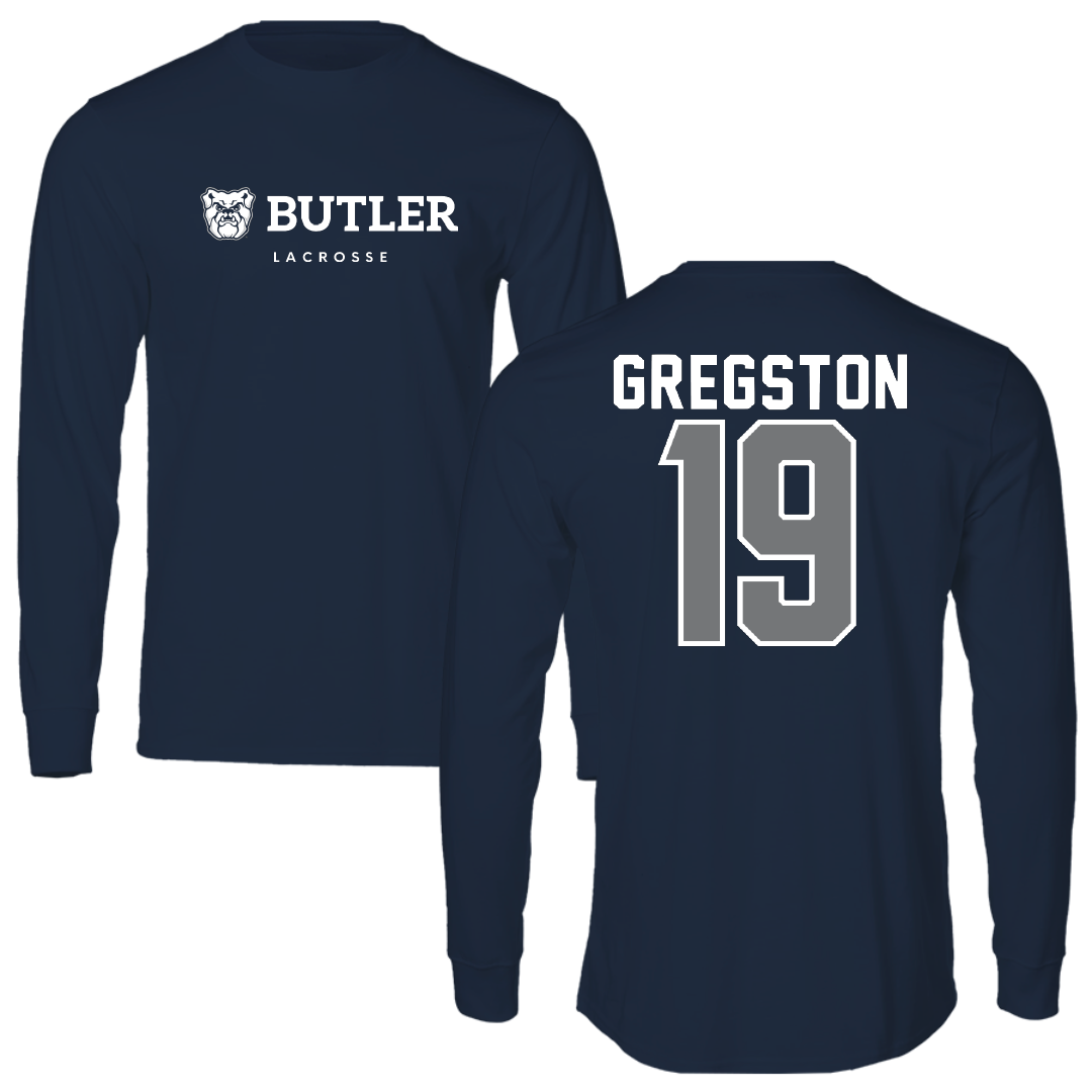 Butler University Lacrosse Navy Long Sleeve - #19 Madeline Gregston