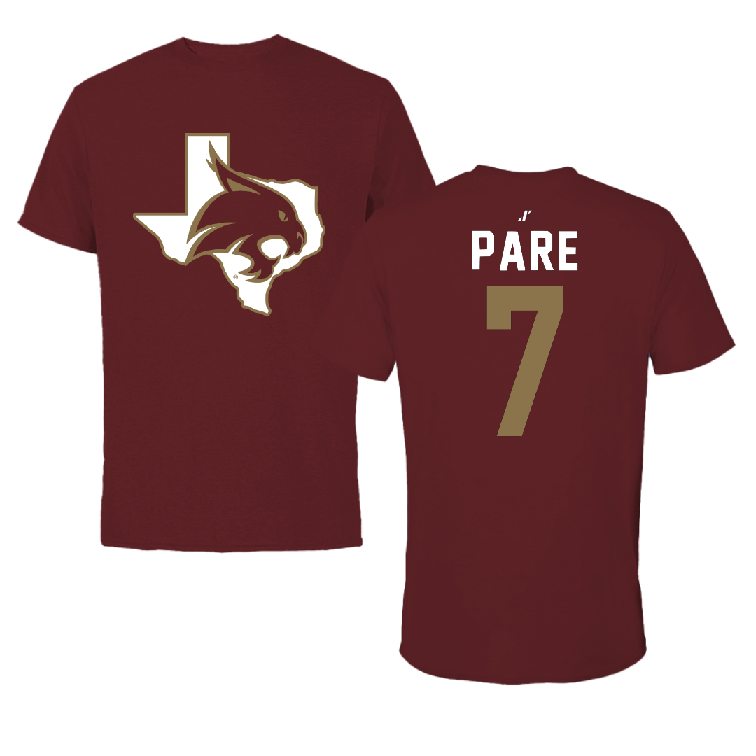Texas State University Football Maroon State Tee - #7 Lincoln Pare