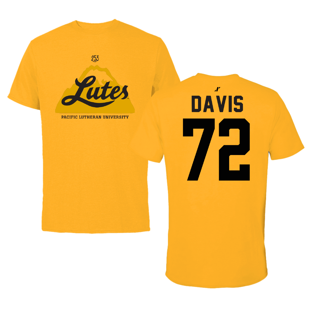 Pacific Lutheran University Football Gold General Performance Tee - #72 Wyatt Davis