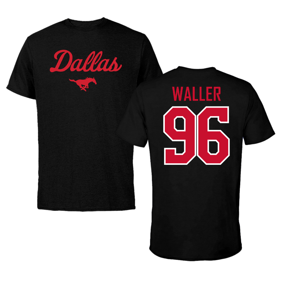 Southern Methodist University Football Black Dallas Performance Tee - #96 Jackson Waller