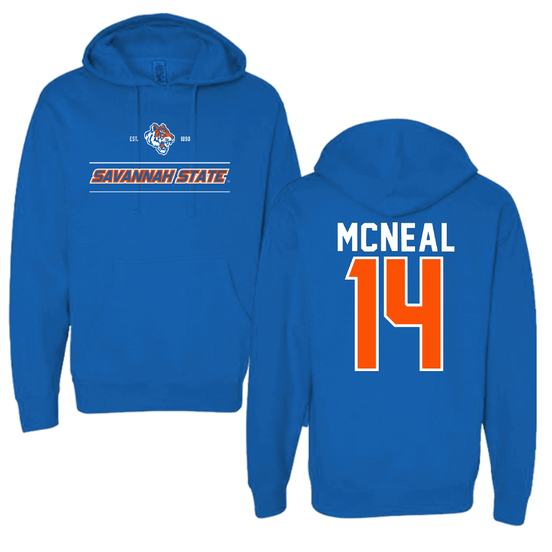 Savannah State University Baseball Blue General Hoodie - #14 Addrian McNeal