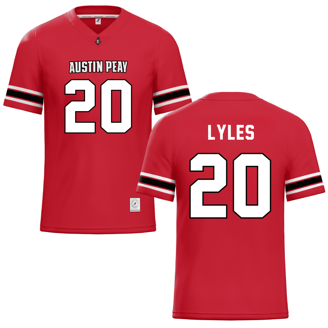 Austin Peay State University Red Football Jersey - #20 Jaden Lyles