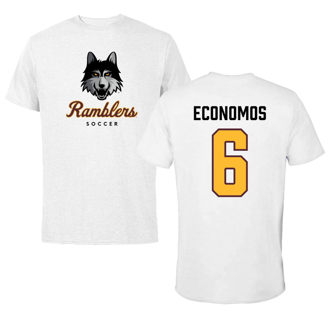 Loyola University-Chicago Soccer White Ramblers Performance Tee - #6 Meghan Economos