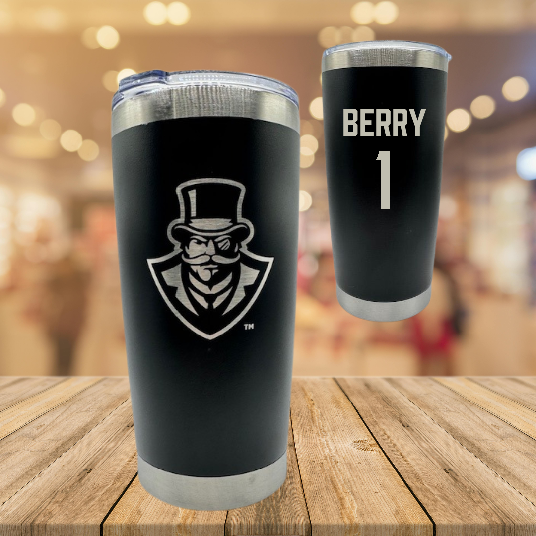 Austin Peay State University Soccer Black Stainless Steel Tumbler - #1 Lauryn Berry