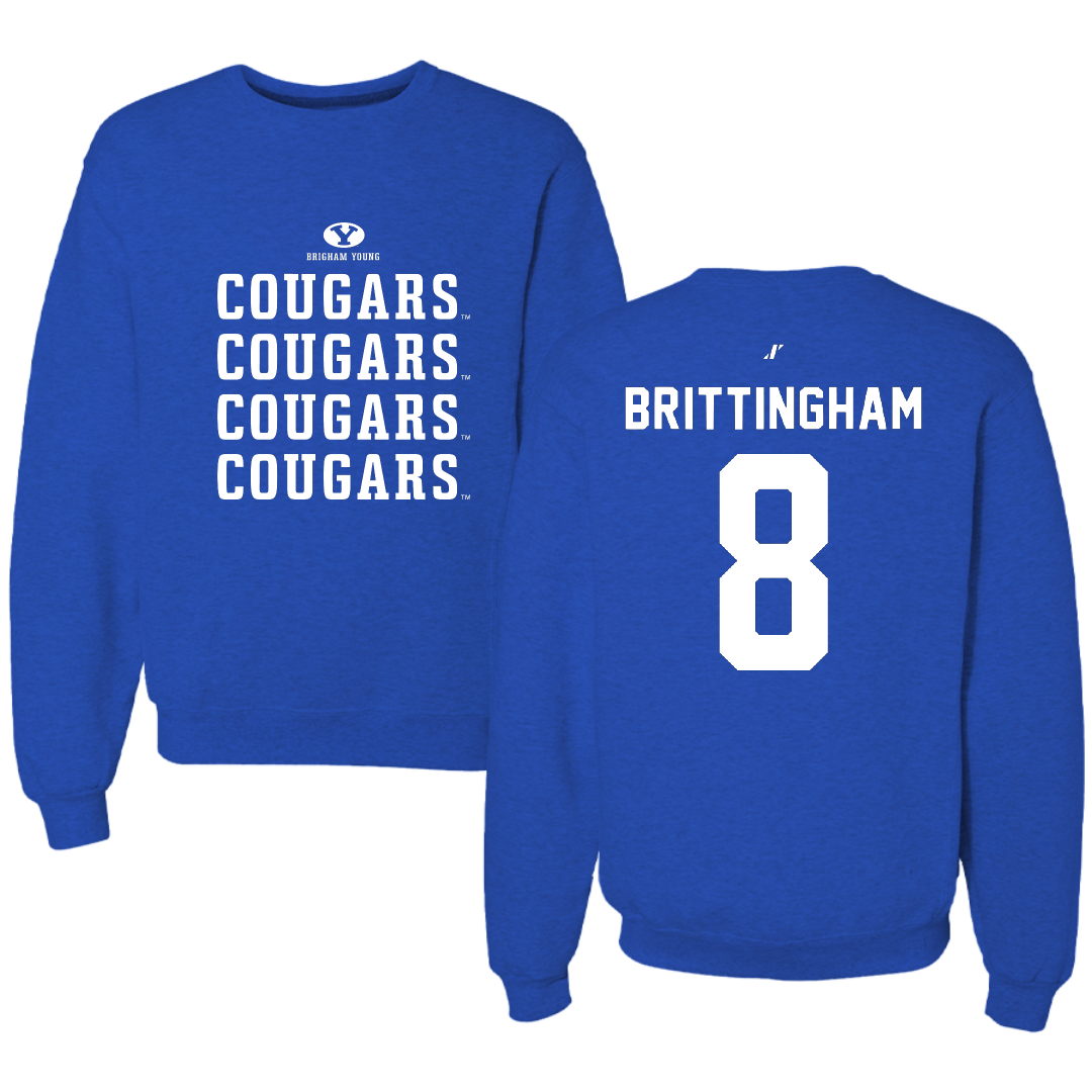 Brigham Young University Softball Blue General Crewneck - #8 Ilovea Brittingham