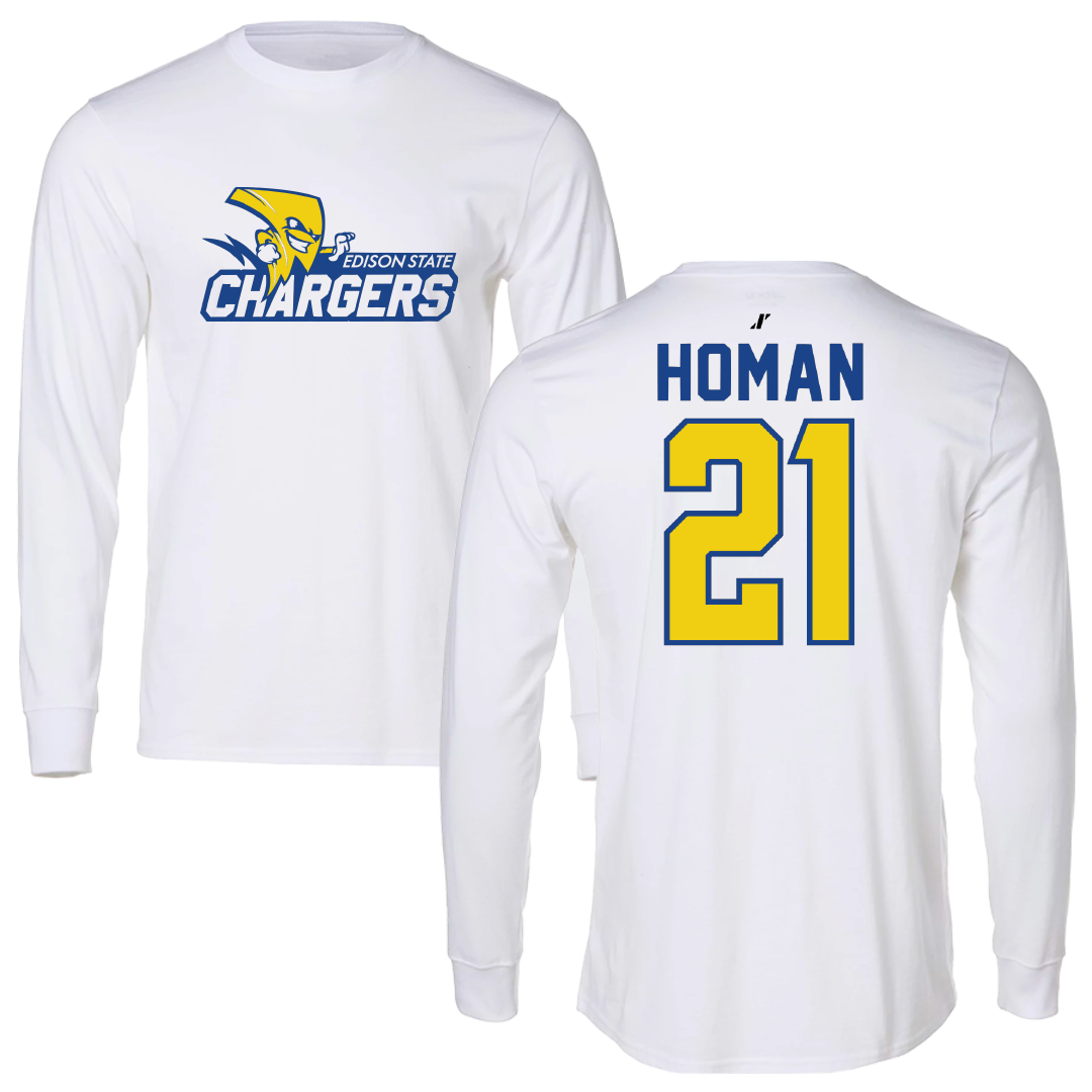 Edison State Community College Basketball White Performance Long Sleeve - #21 Rylie Homan