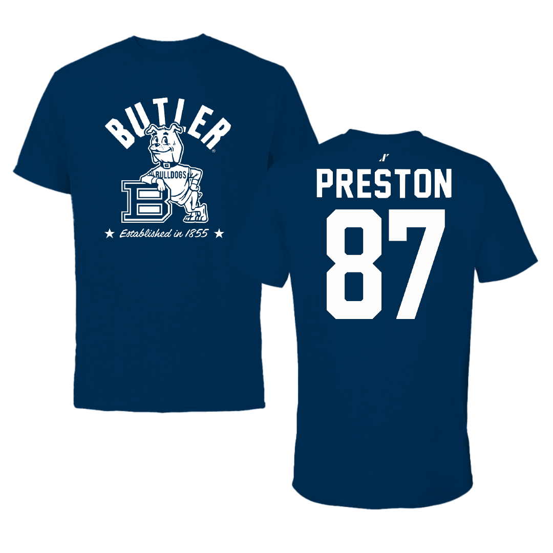 Butler University Football Navy General Performance Tee - #87 Brady Preston