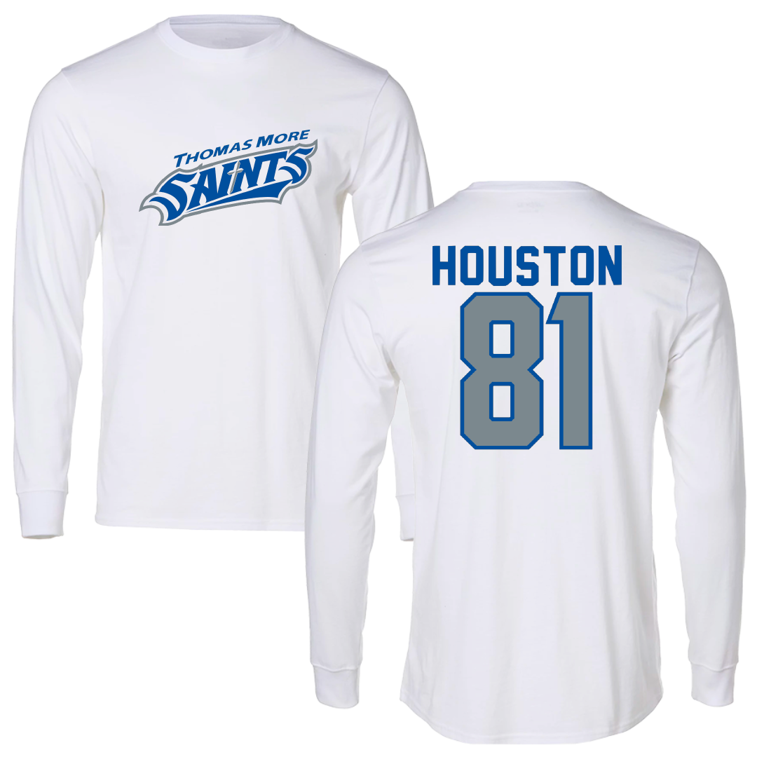 Thomas More University Football White Performance Long Sleeve - #81 Jordan Houston