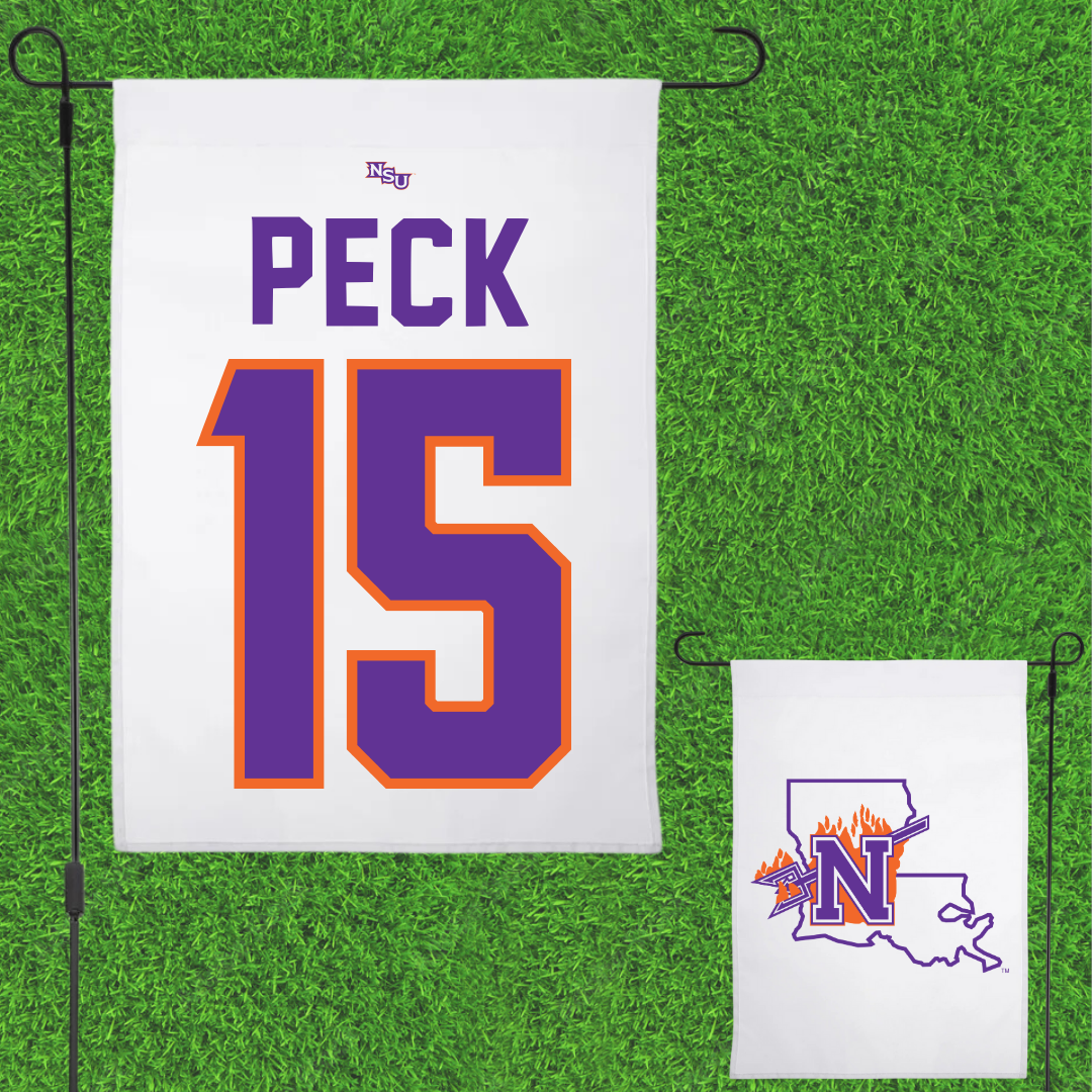 Northwestern State University Softball White Garden Flag - #15 Peyton Peck
