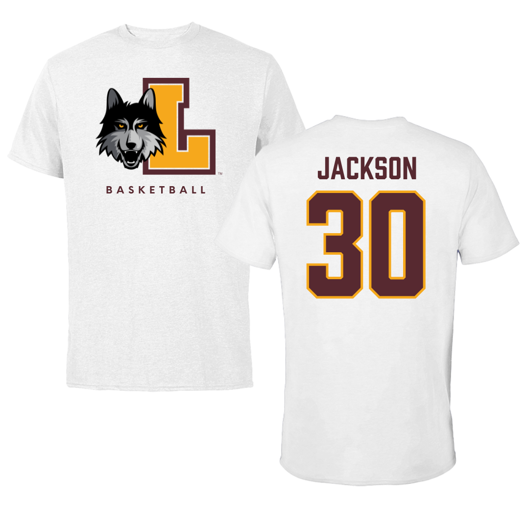 Loyola University-Chicago Basketball White Performance Tee - #30 Destiny Jackson