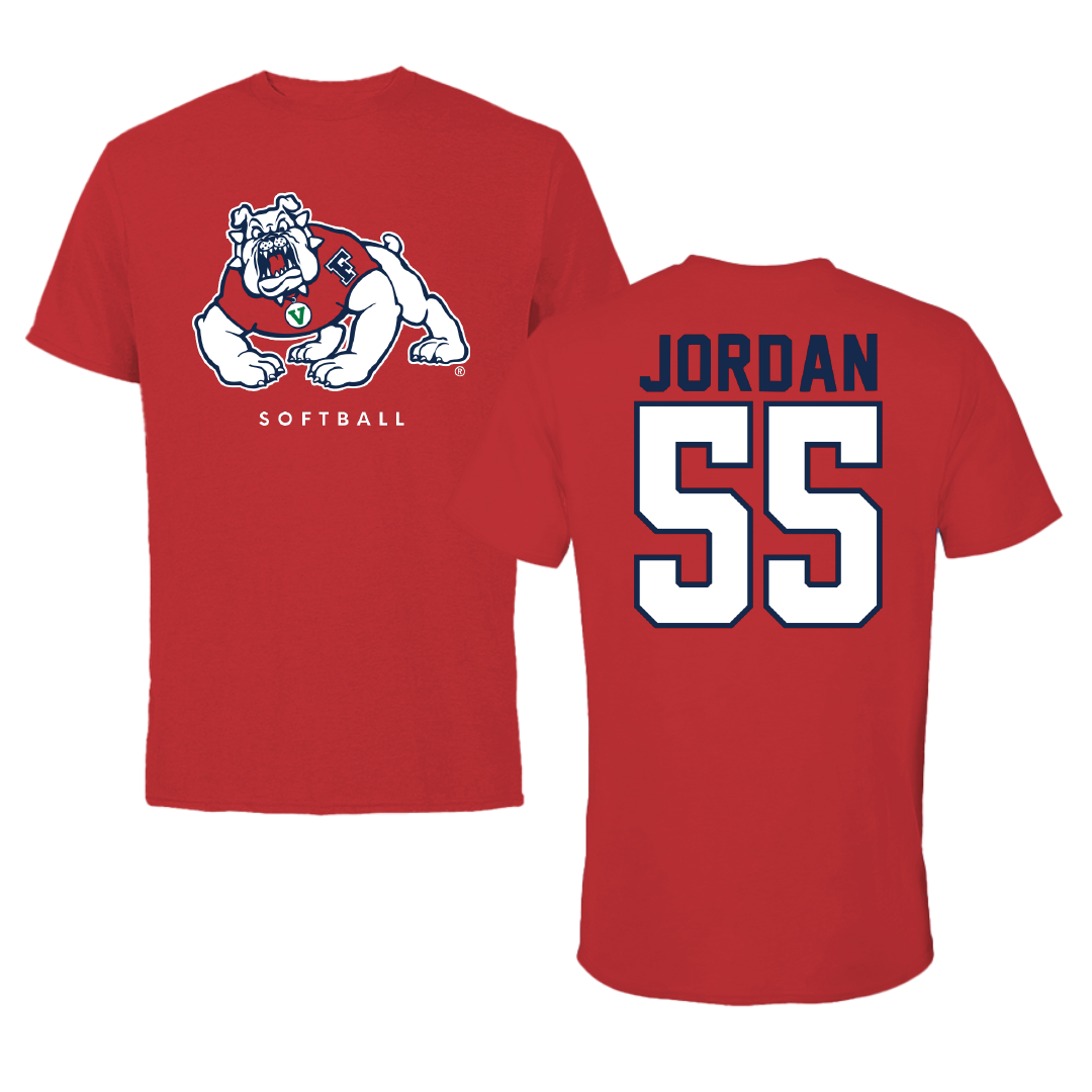 Fresno State University Softball Red Tee - #55 Faith Jordan