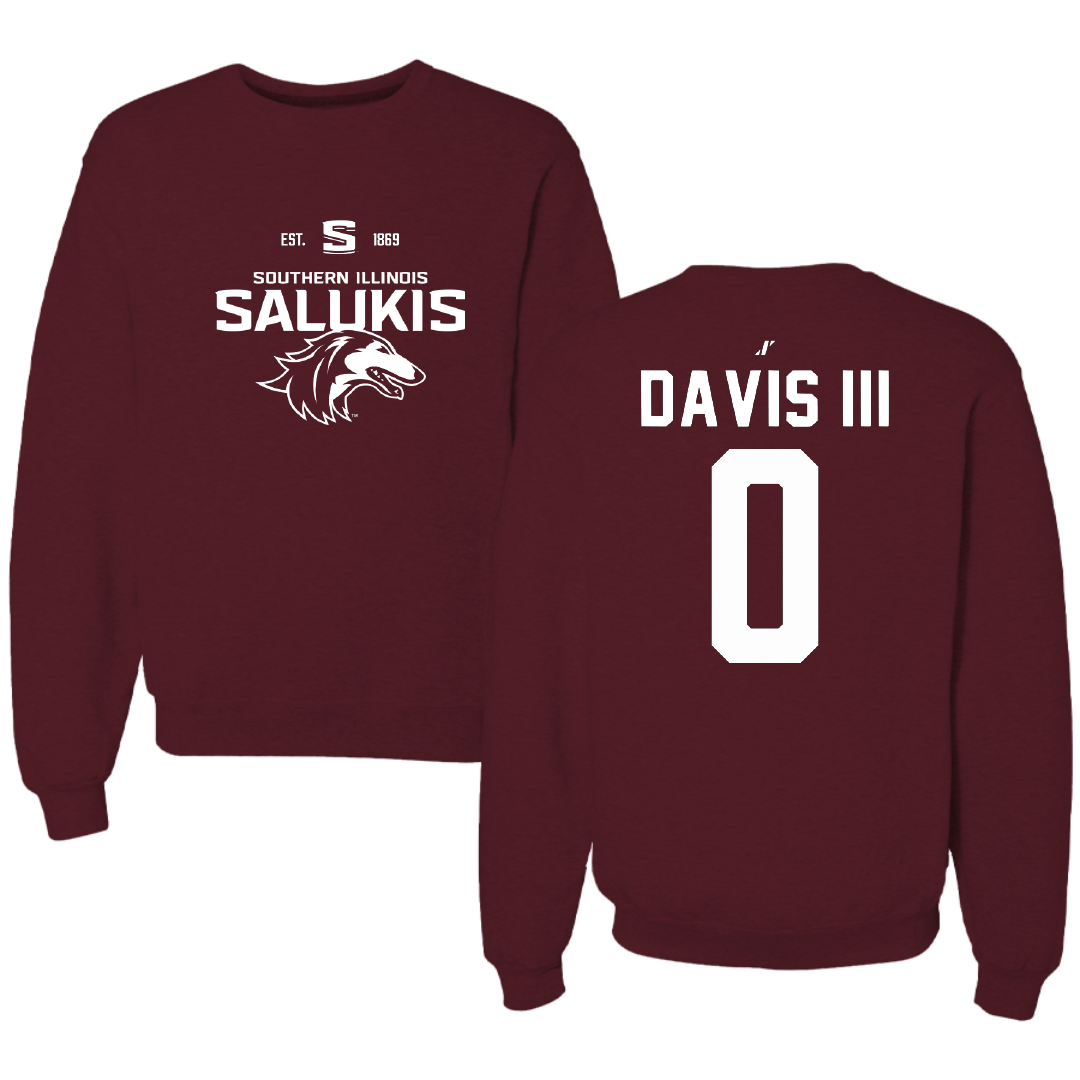 Southern Illinois University at Carbondale Football Maroon General Crewneck - #0 Vinson Davis III