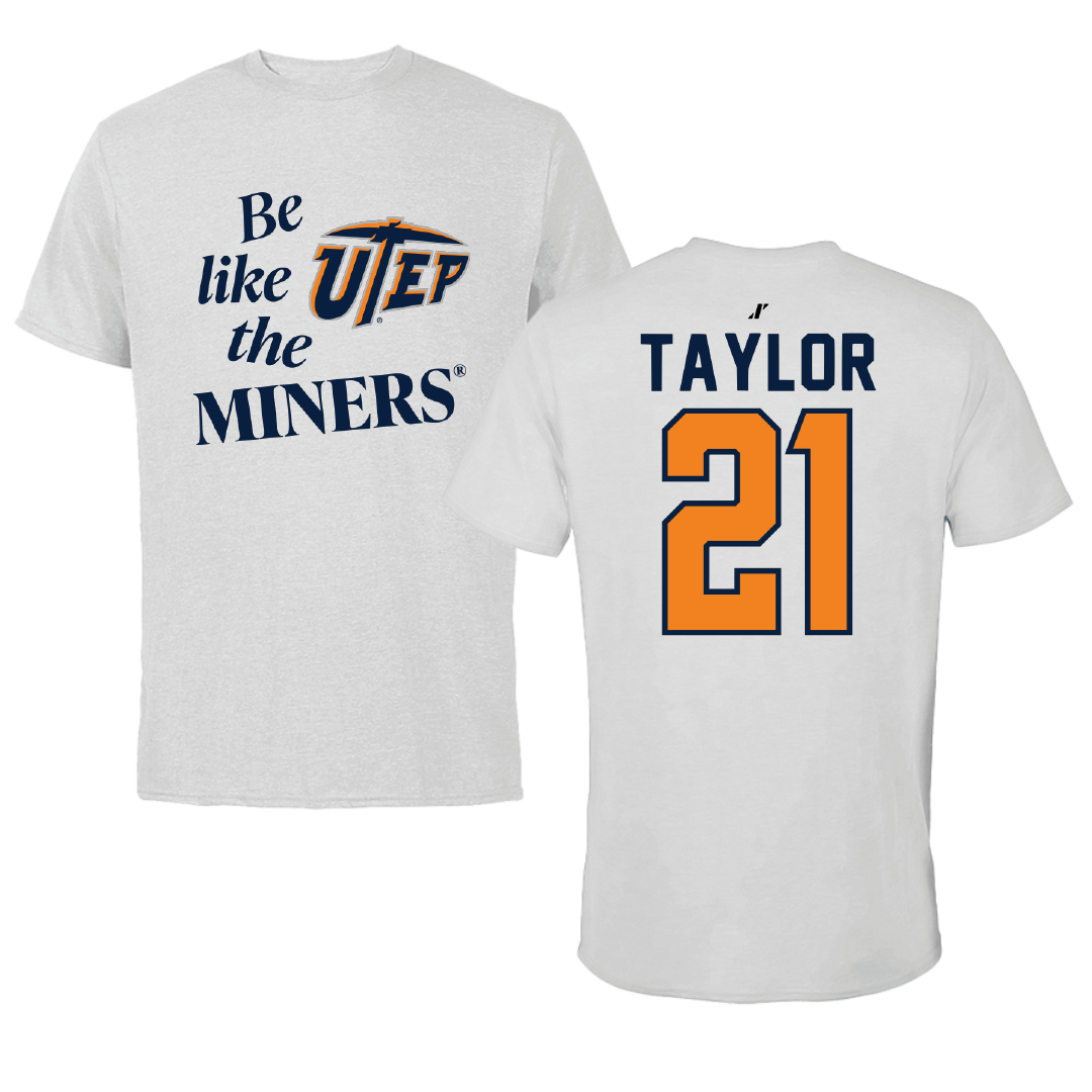 University of Texas at El Paso Football Light Gray Be Like Us Performance Tee - #21 Marquez Taylor