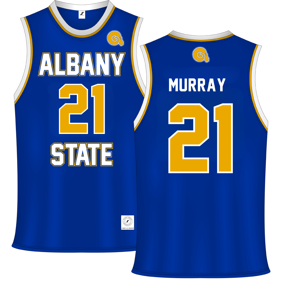 Albany State University Blue Basketball Jersey - #21 Kaleb Murray