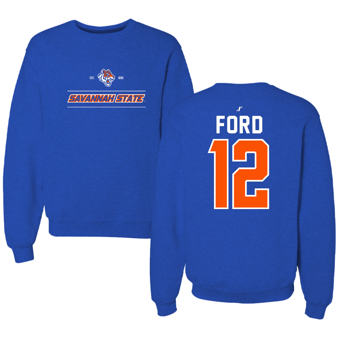 Savannah State University Softball Blue General Crewneck - #12 Neveah Ford